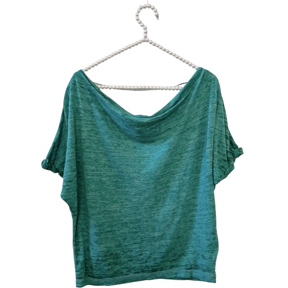 WE THE FREE | Womens Teal Off the Shoulder Oversized Top Blouse Size Small Chic